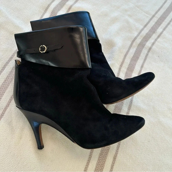 10 Crosby Derek Lam Heeled Black Suede Ankle Boots - Picture 1 of 11
